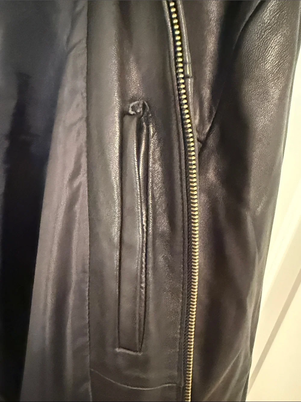 Cole Haan Men's Dark Brown Leather Zip-Up Bomber Jacket